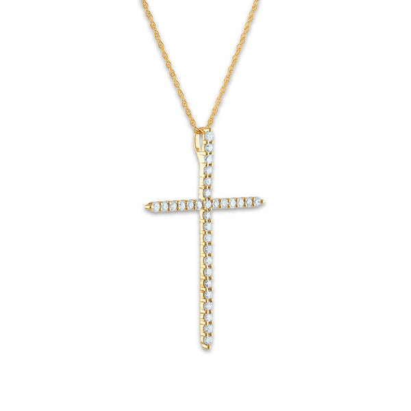 EcoLove 14KT Yellow Gold 1/2 CTW Lab Grown Diamond 18-inch Cross Pendant