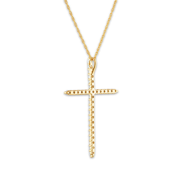 EcoLove 14KT Yellow Gold 1/2 CTW Lab Grown Diamond 18-inch Cross Pendant