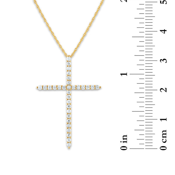 EcoLove 14KT Yellow Gold 1/2 CTW Lab Grown Diamond 18-inch Cross Pendant