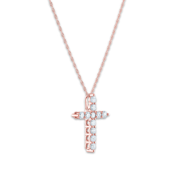 EcoLove 10KT Rose Gold 1/2 CTW Lab Grown Diamond 18-inch Cross Pendant