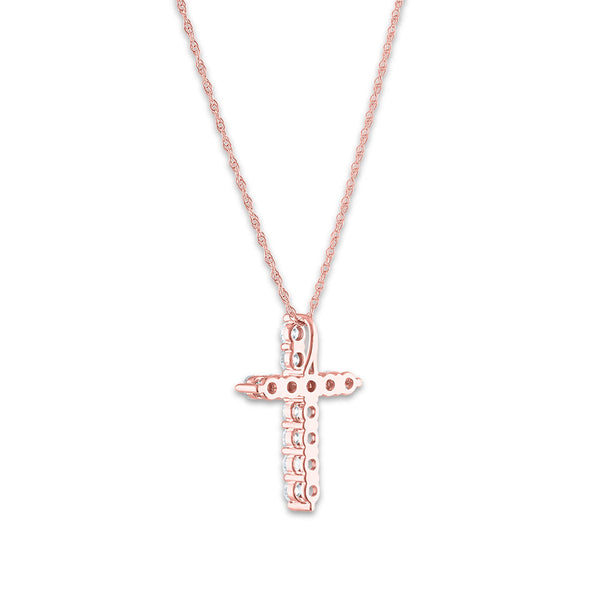 EcoLove 10KT Rose Gold 1/2 CTW Lab Grown Diamond 18-inch Cross Pendant