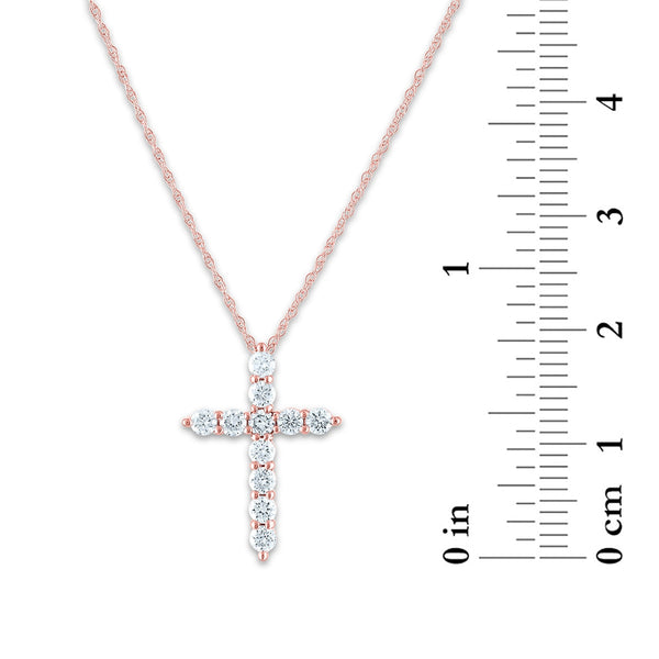 EcoLove 10KT Rose Gold 1/2 CTW Lab Grown Diamond 18-inch Cross Pendant