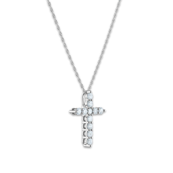 EcoLove 10KT White Gold 1/2 CTW Lab Grown Diamond 18-inch Cross Pendant