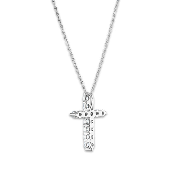 EcoLove 10KT White Gold 1/2 CTW Lab Grown Diamond 18-inch Cross Pendant