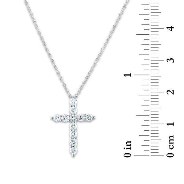 EcoLove 10KT White Gold 1/2 CTW Lab Grown Diamond 18-inch Cross Pendant