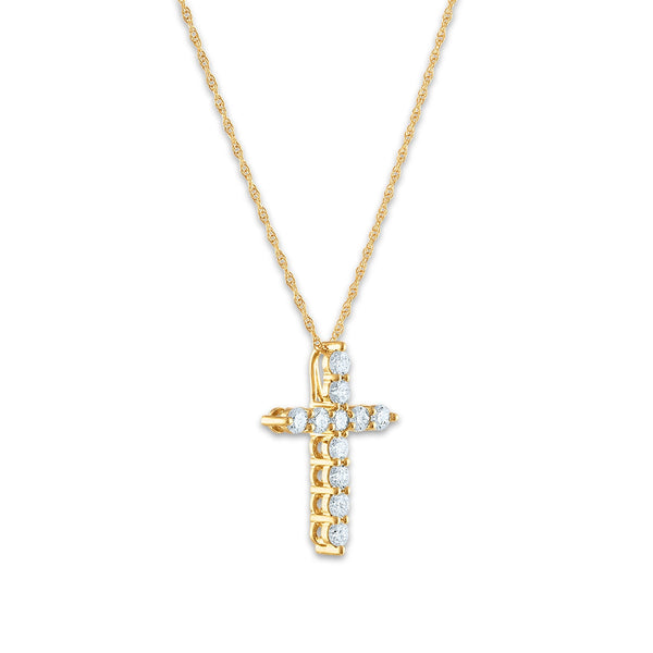 EcoLove 10KT Yellow Gold 1/2 CTW Lab Grown Diamond 18-inch Cross Pendant