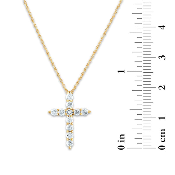 EcoLove 10KT Yellow Gold 1/2 CTW Lab Grown Diamond 18-inch Cross Pendant