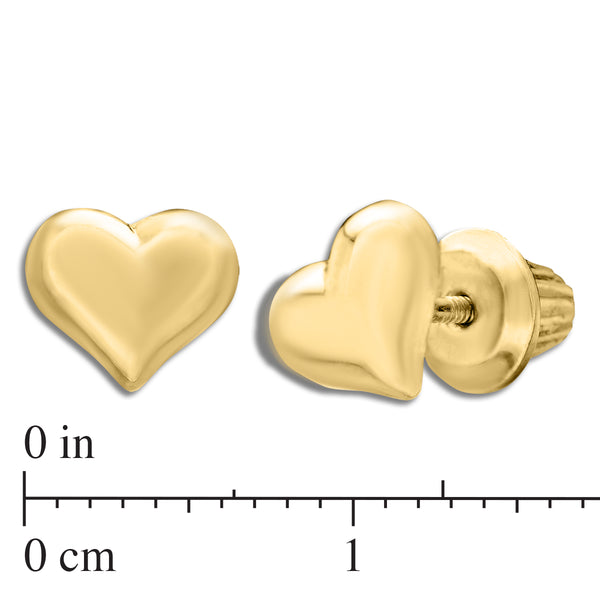 Kiddie Kraft 14KT Yellow Gold Childrens Heart Stud Earrings