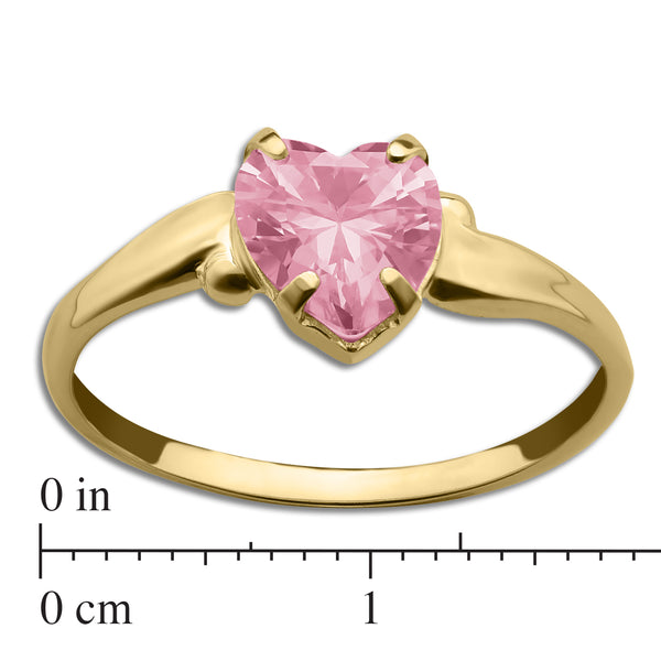 Kiddie Kraft 10KT Yellow Gold Heart Shape Cubic Zirconia Childrens Ring; Size 4.5