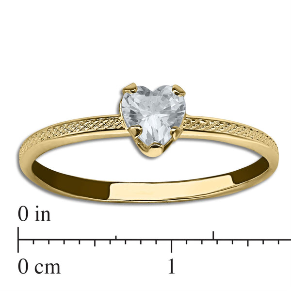 Kiddie Kraft 10KT Yellow Gold Heart Shape Cubic Zirconia Childrens Ring; Size 3.5