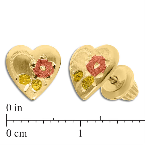 Kiddie Kraft 14KT Yellow Gold Childrens Heart Stud Earrings