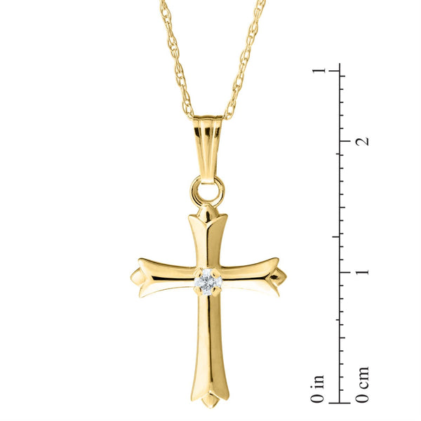 Kiddie Kraft 14KT Yellow Gold 15-inch Childrens Cross Pendant