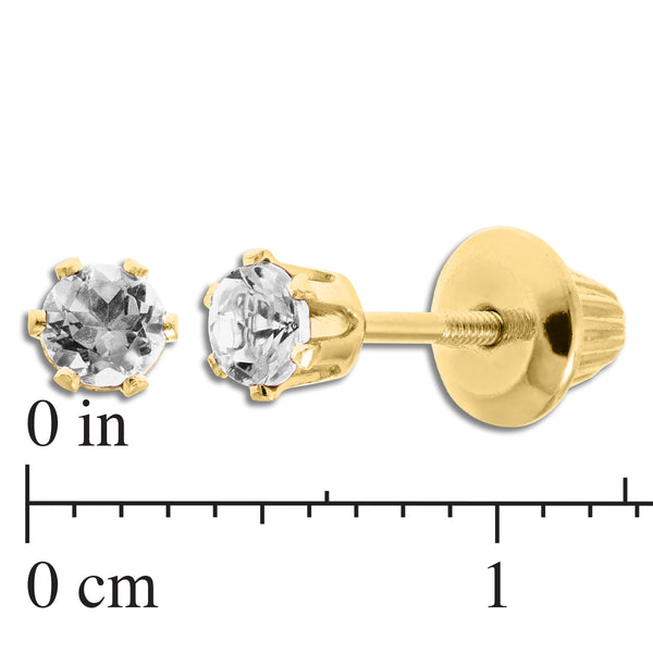 Kiddie Kraft 14KT Yellow Gold Round Topaz Childrens Birthstone Stud Earrings