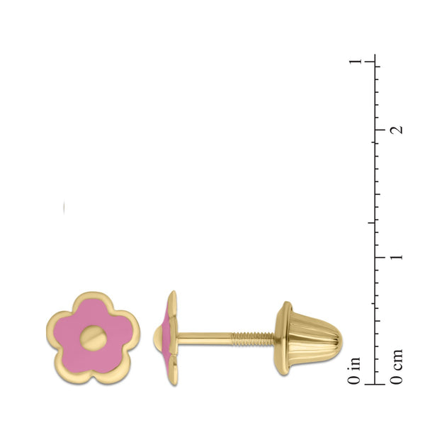 Kiddie Kraft 14KT Gold Pink Flower Earrings