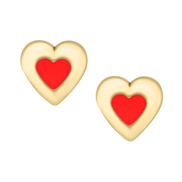 Kiddie Kraft 14KT Gold Red Heart Earrings