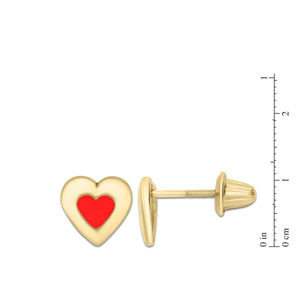 Kiddie Kraft 14KT Gold Red Heart Earrings