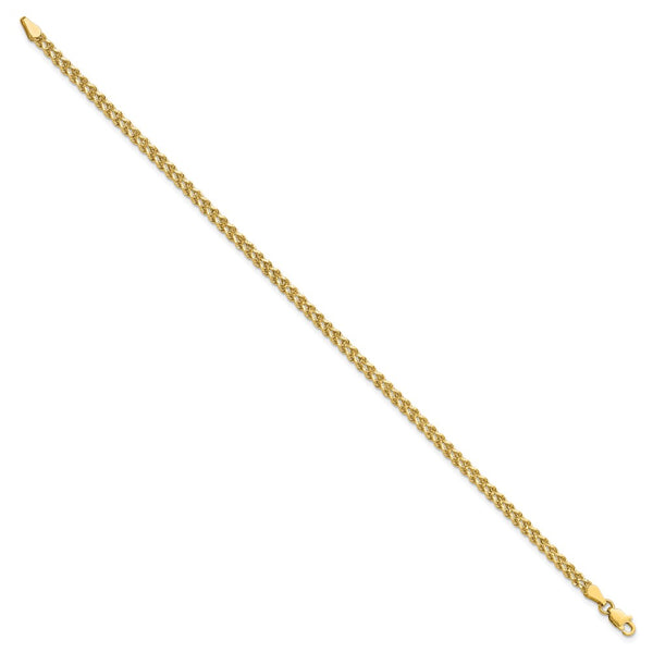 14KT Yellow Gold 7-inch 3MM Diamond-cut Rope Bracelet