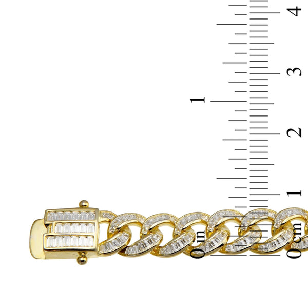 Luxe Layers 14KT Yellow Gold Plated Sterling Silver Baguette Cubic Zirconia 24-inch 10.3MM Curb Chain