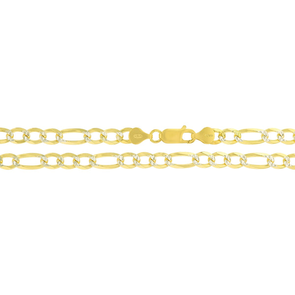 Luxe Layers 14KT Yellow Gold Plated Sterling Silver 24-inch 6.6MM Pave Figaro Chain