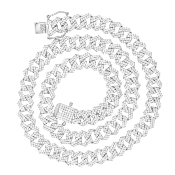 Luxe Layers Sterling Silver Cubic Zirconia 20-inch 10MM Cuban Link Chain