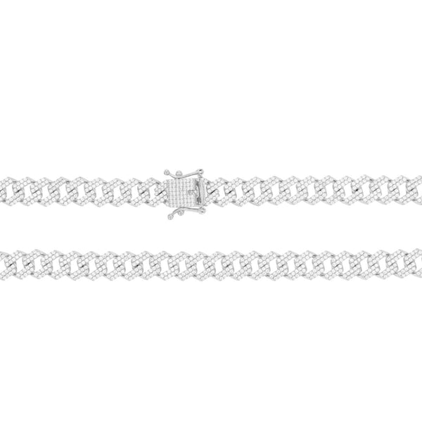 Luxe Layers Sterling Silver Cubic Zirconia 20-inch 10MM Cuban Link Chain