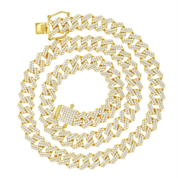 Luxe Layers 14KT Yellow Gold Plated Sterling Silver Cubic Zirconia 20-inch 10MM Cuban Link Chain