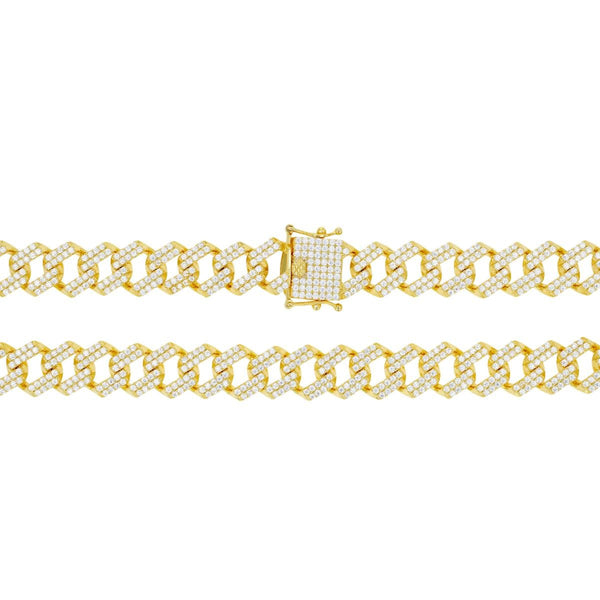 Luxe Layers 14KT Yellow Gold Plated Sterling Silver Cubic Zirconia 24-inch 13MM Cuban Link Chain