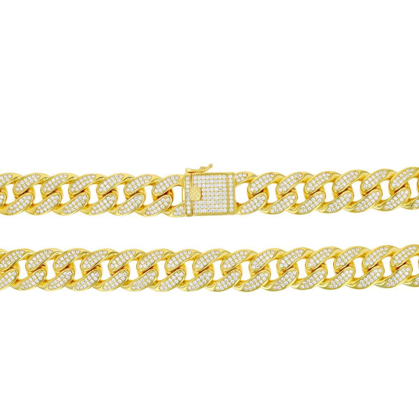 Luxe Layers 14KT Yellow Gold Plated Sterling Silver Cubic Zirconia 24-inch 15MM Cuban Link Chain