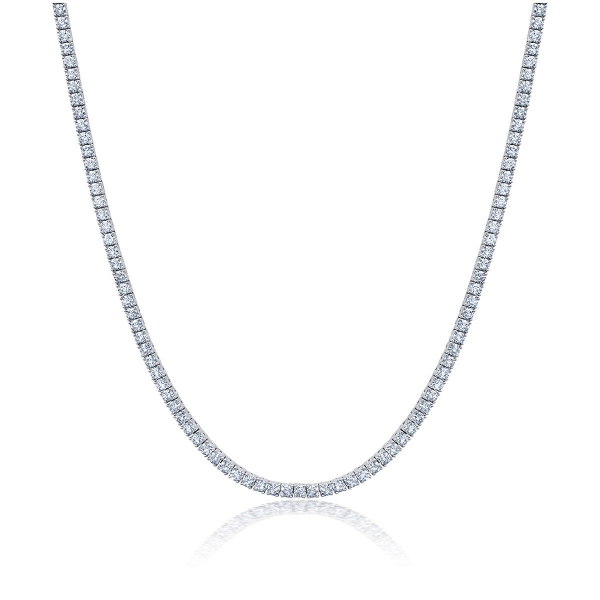 Crislu 18-inch 2MM Cubic Zirconia Tennis Necklace in Platinum Plated Sterling Silver