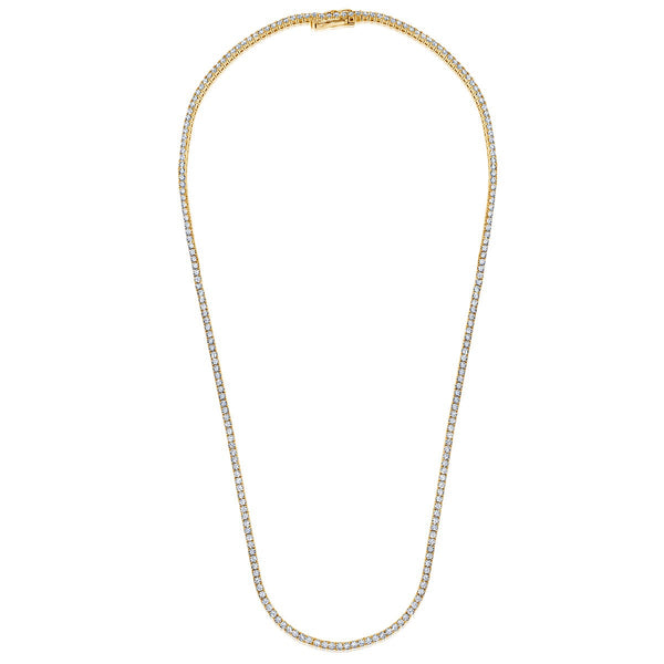 Crislu 18-inch 2MM Cubic Zirconia Tennis Necklace in 18KT Yellow Gold Plated Sterling Silver