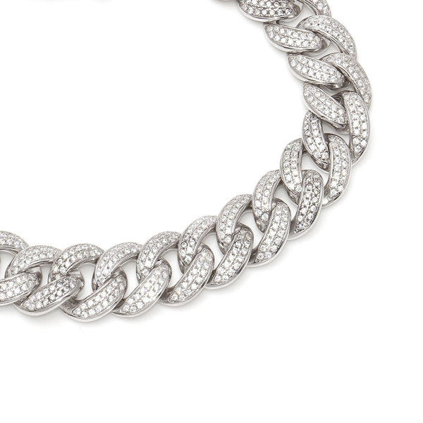 Luxe Layers Sterling Silver Cubic Zirconia 8.5-inch 11.5MM Miami Cuban Link Pave Bracelet