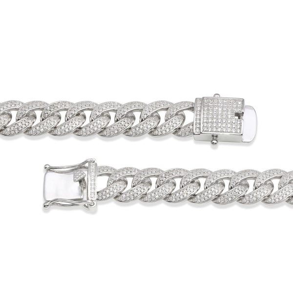 Luxe Layers Sterling Silver Cubic Zirconia 8.5-inch 11.5MM Miami Cuban Link Pave Bracelet