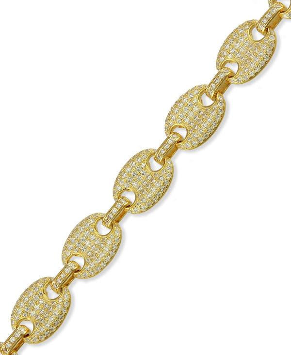 Luxe Layers 14KT Yellow Gold Plated Sterling Silver Cubic Zirconia 8.5-inch 10MM Anchor Link Bracelet