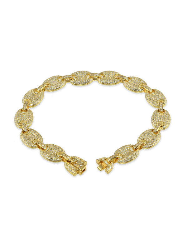 Luxe Layers 14KT Yellow Gold Plated Sterling Silver Cubic Zirconia 8.5-inch 10MM Anchor Link Bracelet