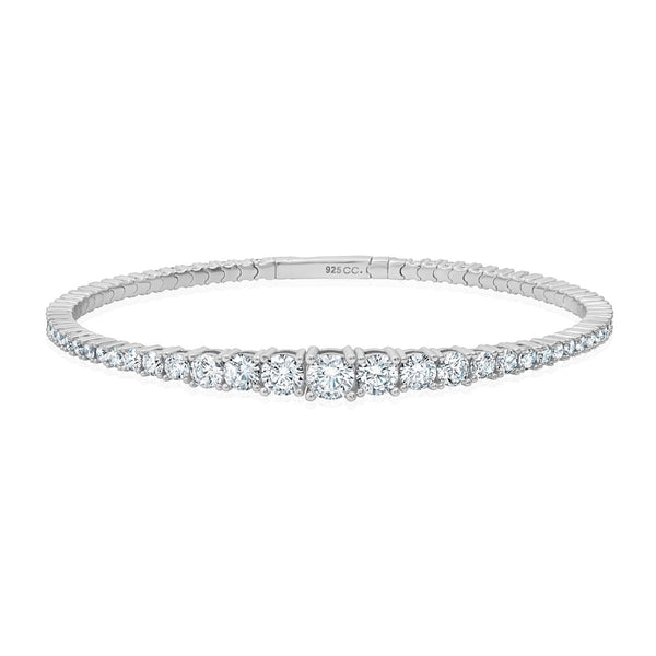 Crislu Platinum Plated Sterling Silver Bangle Bracelet