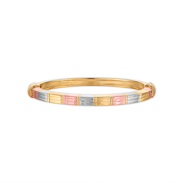 Simone I Smith 7-inch Tri-Color Bangle in 14KT Gold Plated Sterling Silver