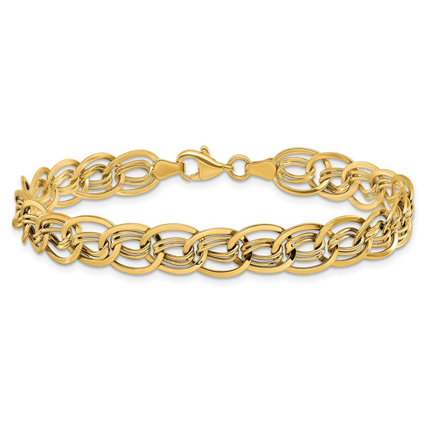 10KT Yellow Gold 8-inch 8MM Lobster Clasp Flat Curb Bracelet