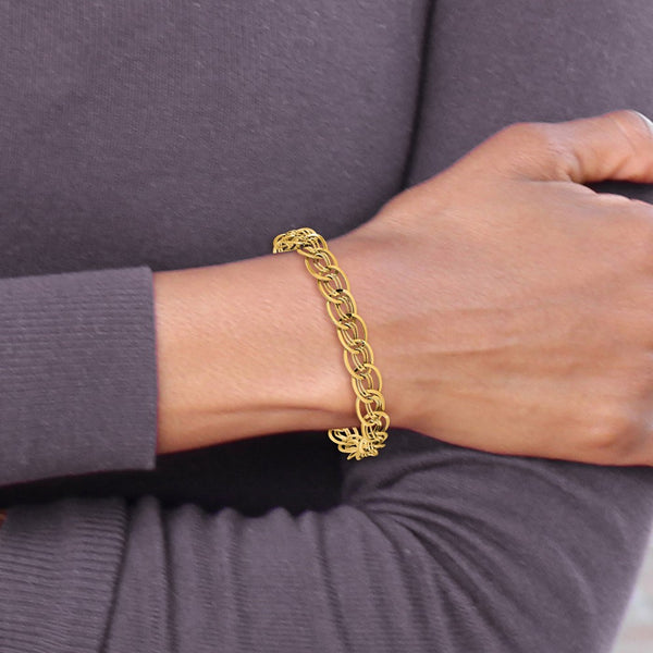 10KT Yellow Gold 8-inch 8MM Lobster Clasp Flat Curb Bracelet