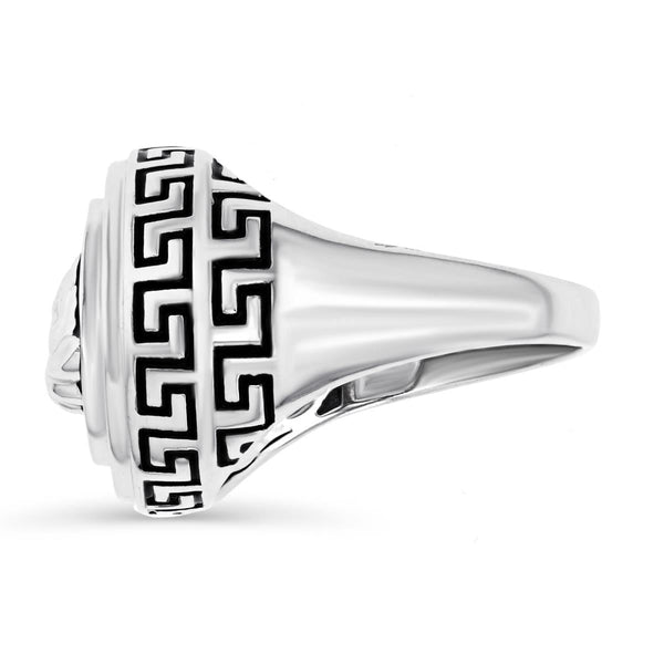 Luxe Layers Sterling Silver Cubic Zirconia Black Enamel Medusa Ring