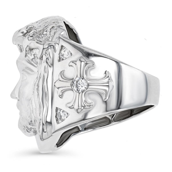 Sterling Silver Cubic Zirconia Jesus Christ Ring