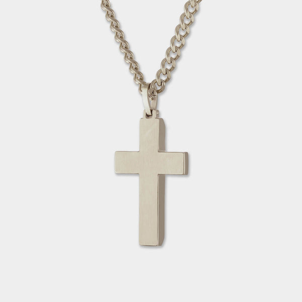 Luxe Layers Stainless Steel and Cubic Zirconia 24-inch Cross Pendant