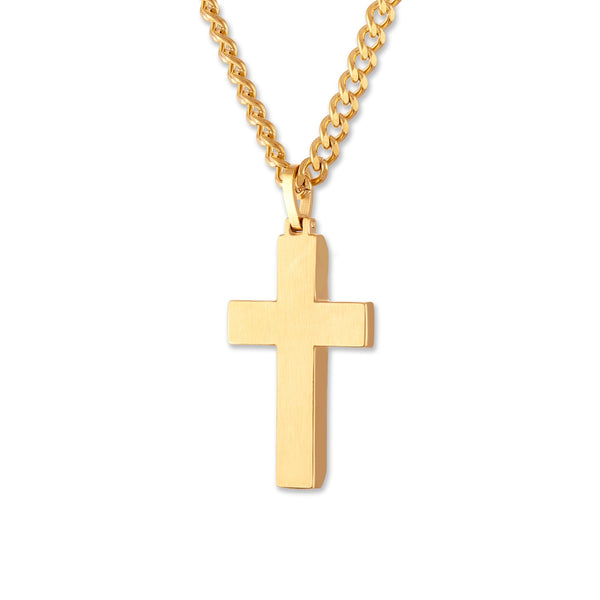 Luxe Layers Yellow Stainless Steel and Cubic Zirconia 24-inch Cross Pendant