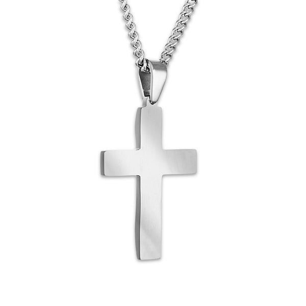 Stainless Steel 1/50 CTW 54X32MM 24-inch Cross Pendant