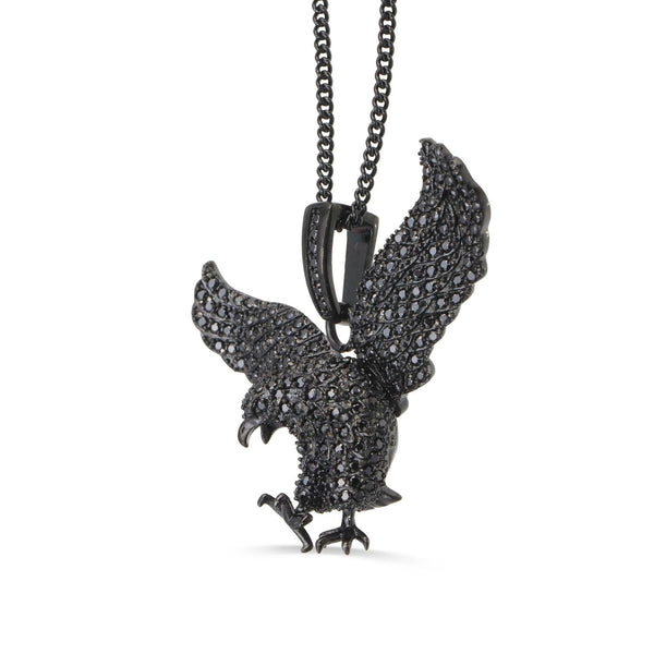 Black Stainless Steel Cubic Zirconia 51X46MM Eagle Pendant