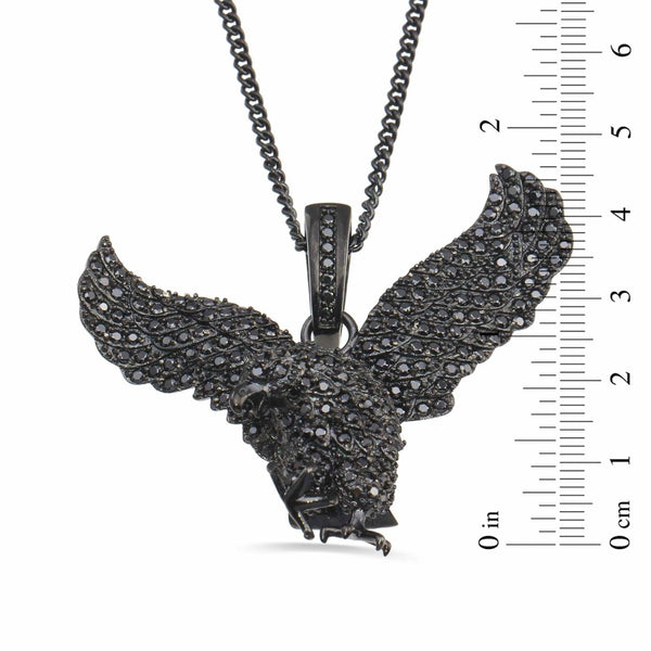 Black Stainless Steel Cubic Zirconia 51X46MM Eagle Pendant