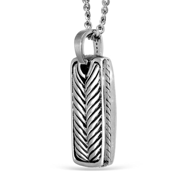 Luxe Layers Stainless Steel Cubic Zirconia 61X25MM 24-inch Dog Tag Pendant