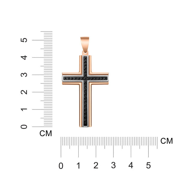 Titán by Adrian Gonzalez Two-Tone Stainless Steel 1/7 CTW Diamond 26X40MM 24-inch Cross Pendant