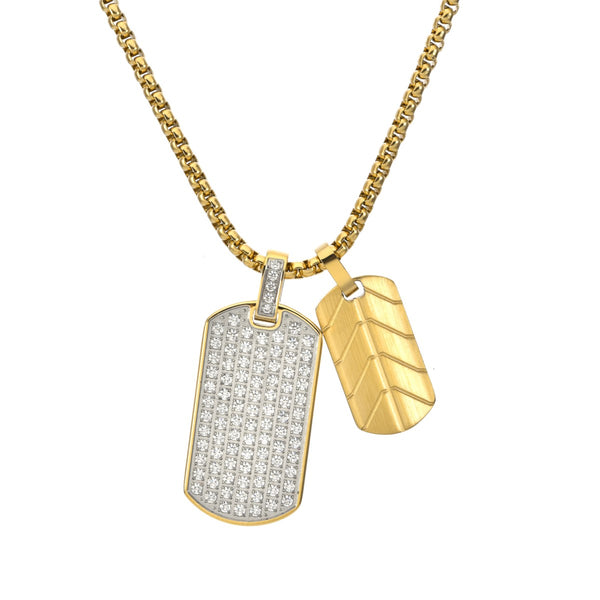 Titán by Adrian Gonzalez Yellow Stainless Steel and Cubic Zirconia Pendant Bracelet Set