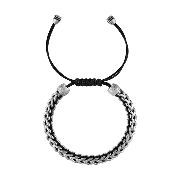 Bulova Stainless Steel Black Cord Bolo Bracelet