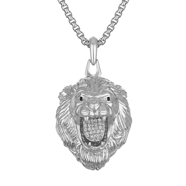 Bulova Marc Anthony Collection Sterling Silver and 1/5 CTW Diamond Lion Pendant